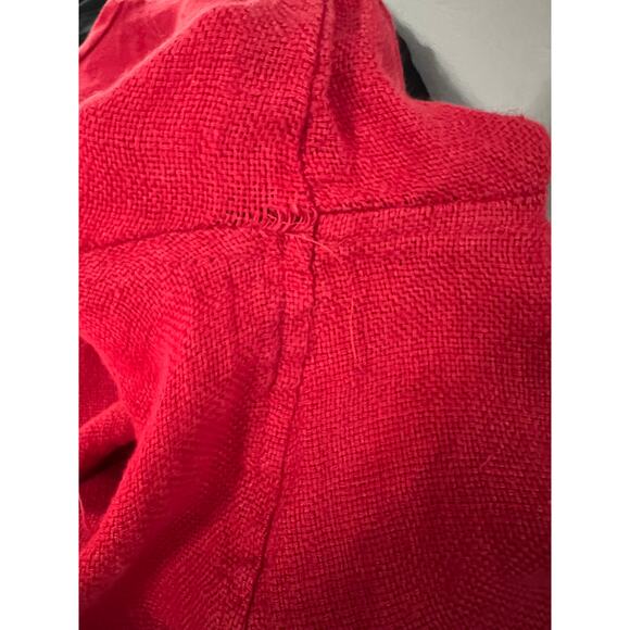 Flax Size Small Red Button Back Round Neck Linen Blouse - Picture 7 of 8